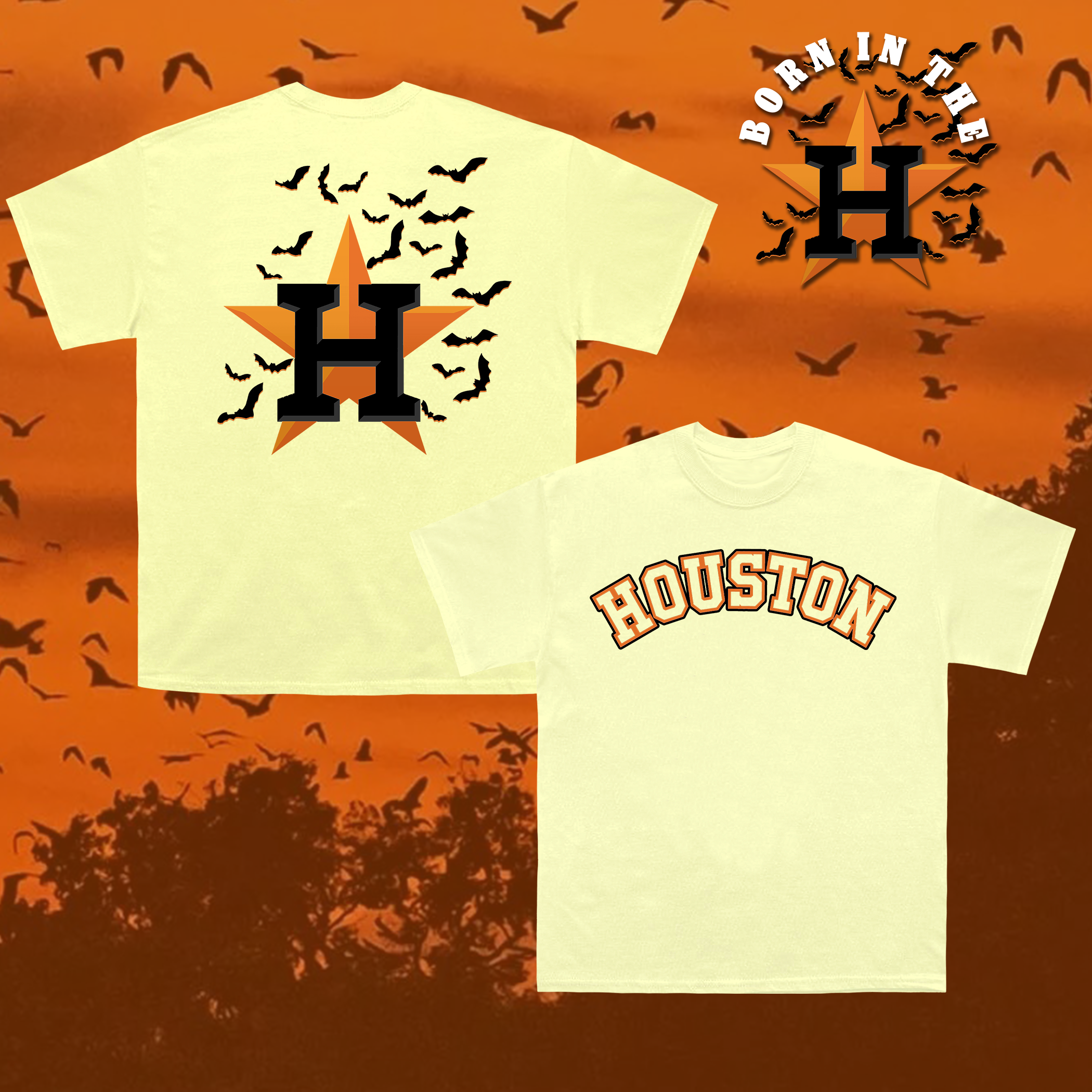 Houston Bat Tee - Creme