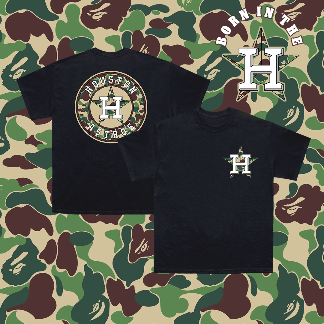 Houston Bapestros Tee - Black / Green Camo
